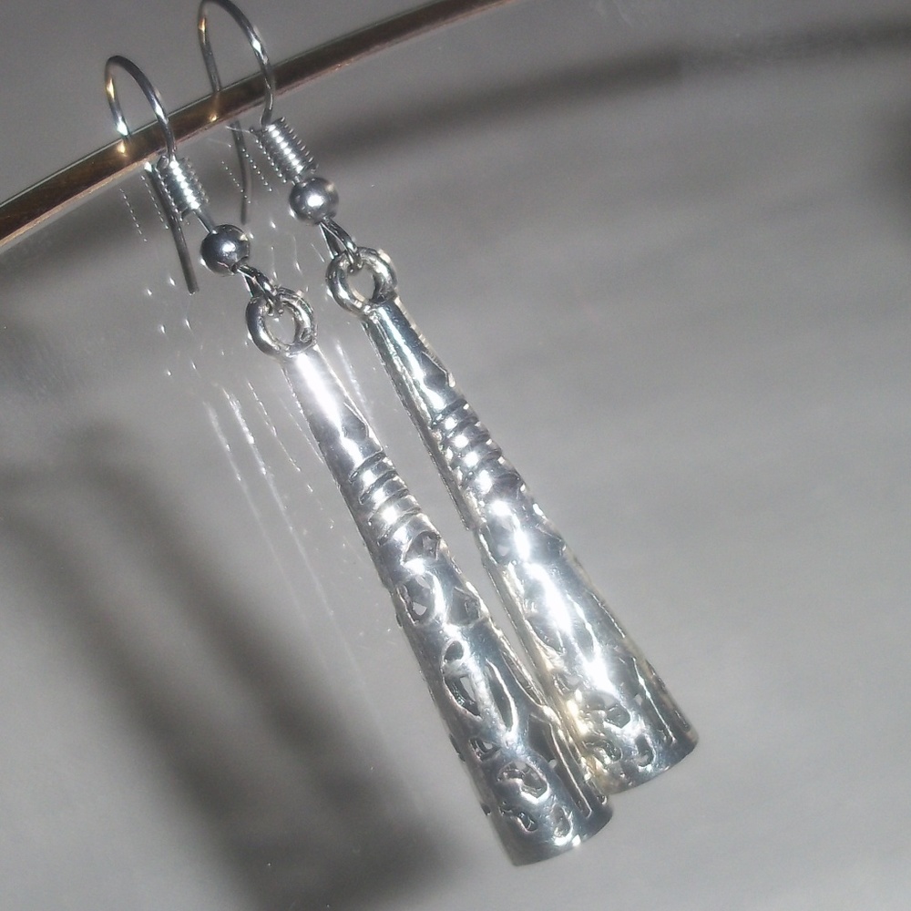 Silver Flute Earrings